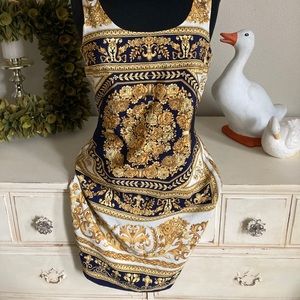 Versace/Baroque Print Dress